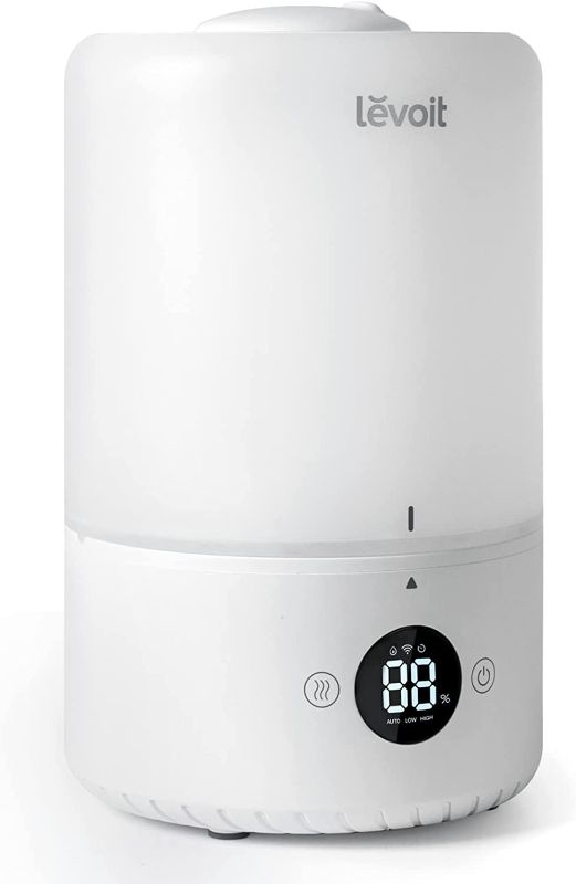 Photo 1 of LEVOIT Humidifiers for Bedroom, Cool Mist Top Fill for Baby Nursery Kids and Plants with Essential Oils, Ultrasonic, Smart Control with Constant Humidity, Super Quiet, Easy Clean, BPA Free, 3L, White