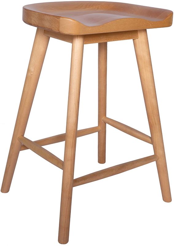 Photo 1 of Amazon Brand - Rivet Counter-Height Kitchen Bar Stool, 24" H, Birch Wood, Natural Finish
