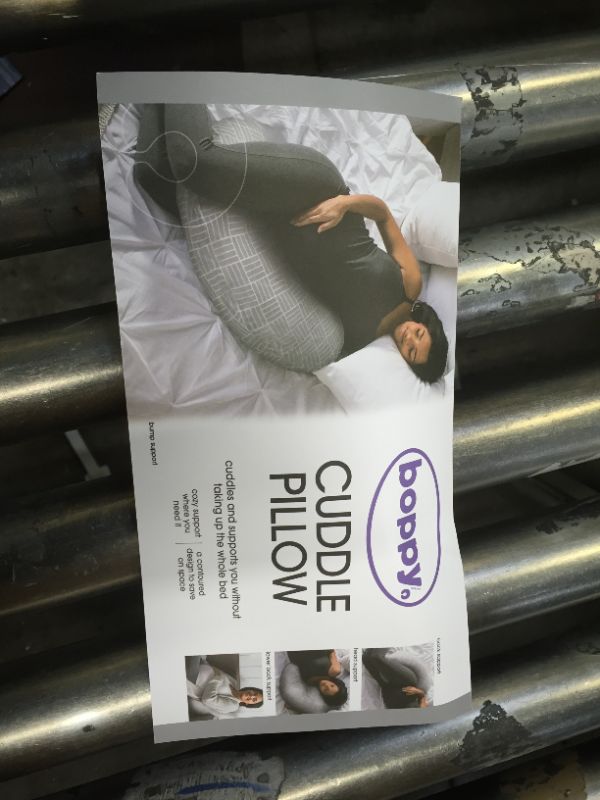 Photo 3 of Boppy Cuddle Pregnancy Pillow with Removable, Breathable Cover | Gray Basket Weave | Plush Contoured Support | Prenatal and Postnatal Positioning
