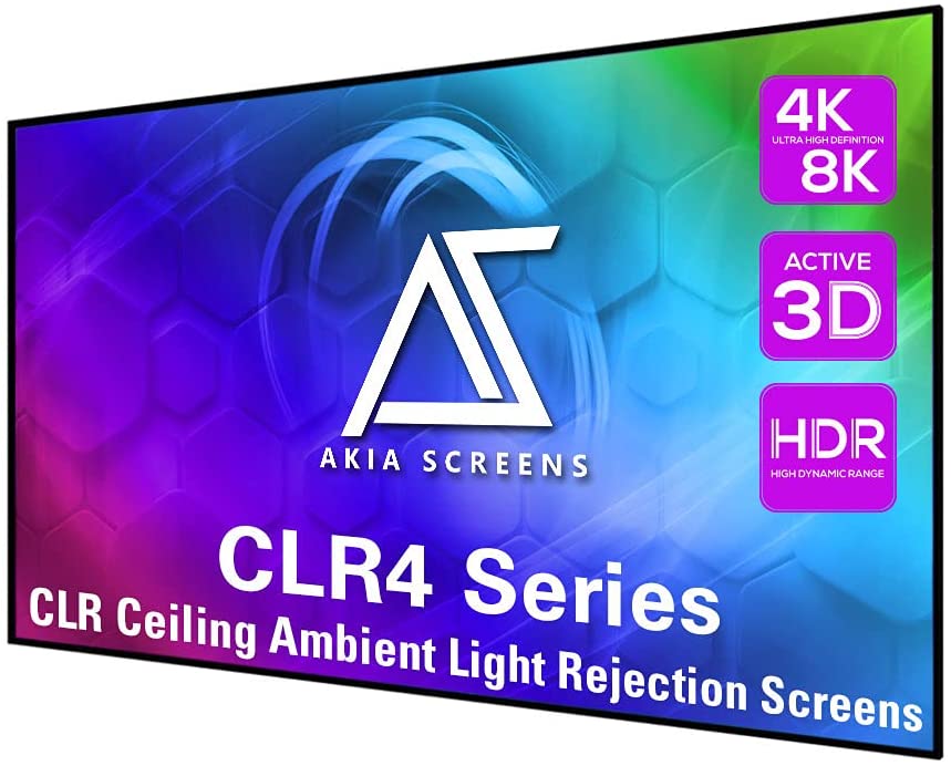 Photo 1 of Akia Screens CLR & ALR Projector Screen 115 inch 16:9 Ceiling Light Rejecting & Ambient Rejecting Projection Screen for UST Ultra Short Throw Projection, Edge Free & Fixed Frame Screen AK-NB115H-CLR4
