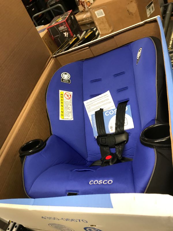 Photo 2 of Cosco Apt 50 Convertible Car Seat, Vibrant Blue - small razor blade.