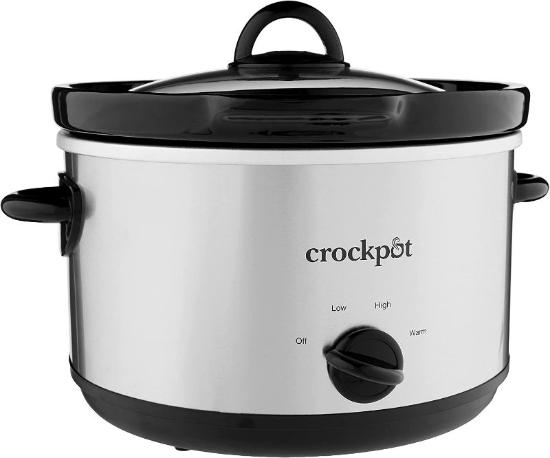 Photo 1 of Crock-Pot SCR503SP 5-Quart Smudgeproof Round Manual Slow Cooker with Dipper, Silver
