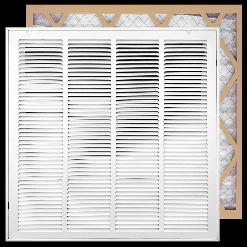 Photo 1 of 20" X 20" Filter Included Heavy Duty Steel Return Air Filter Grille [Removable Face/Door] for 1-inch Filters HVAC Duct Cover Grill, White | Outer Dimensions: 22 5/8"W X 22 5/8"H for 20x20 Duct Opening
