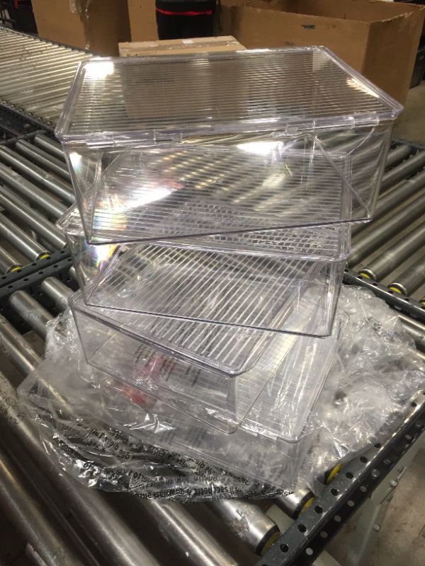 Photo 1 of 4 plastic stackable stackable boxes 11in x 13in x 5in--clear 