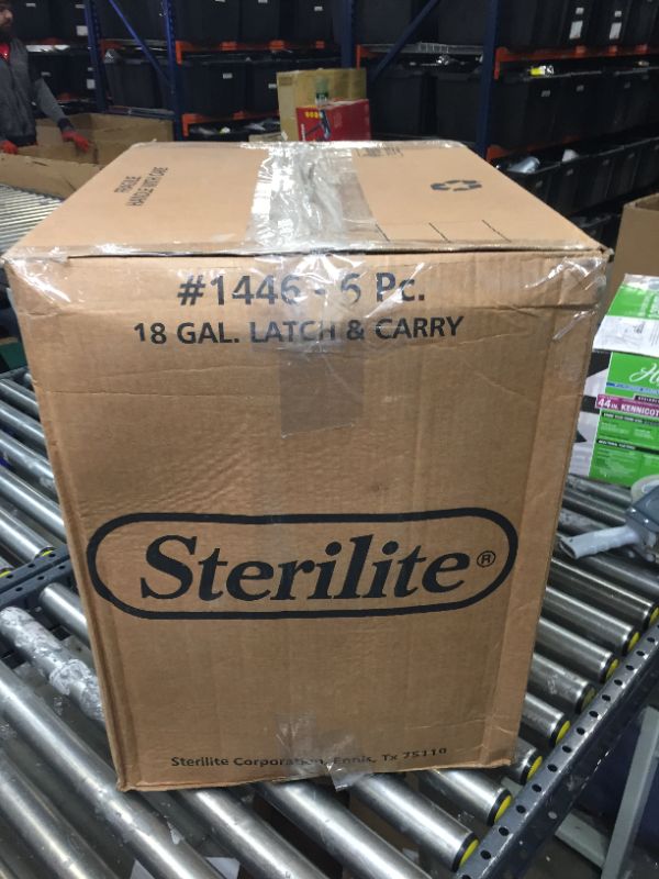 Photo 1 of 5 STERILITE 14469606 Clear/Blue Storage Tote 23 5/8 in x 18 5/8 in x 13 5/8 in H, 1 PK
