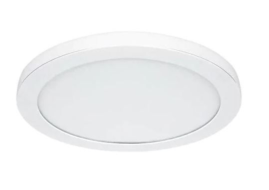 Photo 1 of 15 in. White LED Edge-Lit Flat Round Panel Flush Mount Light
