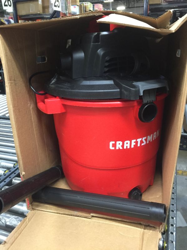 Photo 2 of Craftsman 20 gal. Corded Wet/Dry Vacuum 12 amps 120 volt 6.5 hp Red 30 lb.