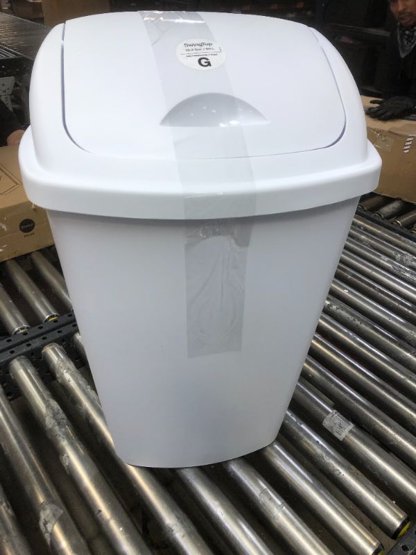 Photo 2 of 13.2gal Swing Top Wastebasket White - Room Essentials™
