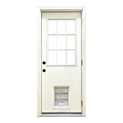Photo 1 of 36 x 80 in 9 panel window pet door -minor dent in door as shown.