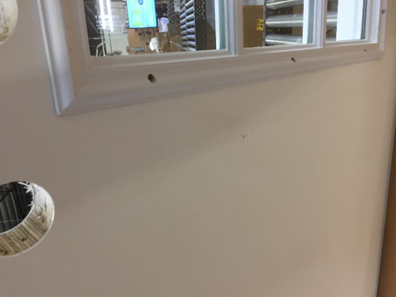 Photo 4 of 36 x 80 in 9 panel window pet door -minor dent in door as shown.