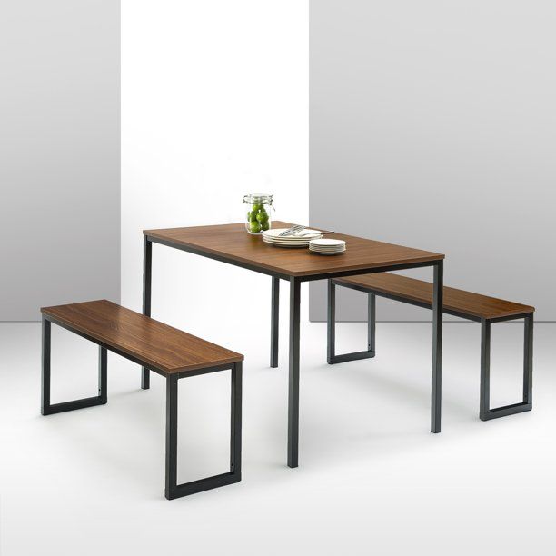 Photo 1 of Zinus Louis Modern Studio Collection Soho Dining Table with Two Benches, Multiple Colors
