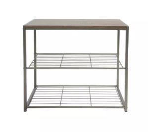 Photo 1 of 3 Tier Shoe Rack with Rustic Oak Finish Top Gray Metal - Threshold™
