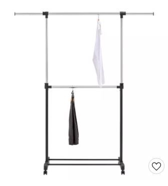 Photo 1 of Adjustable Double Rod Garment Rack Black - Room Essentials™
