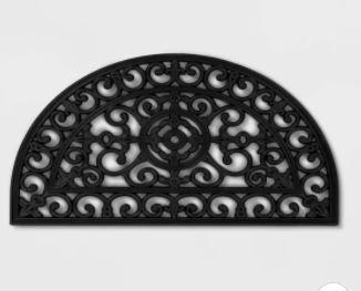 Photo 1 of 1'10"x2'11" Half Circle Rubber Grate Mat Black - Threshold™
