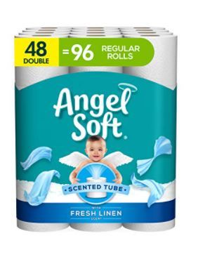 Photo 1 of Angel Soft Toilet Paper with Fresh Linen Scent, 48 Double Rolls= 96 Regular Rolls, 200+ 2-Ply Sheets Per Roll
