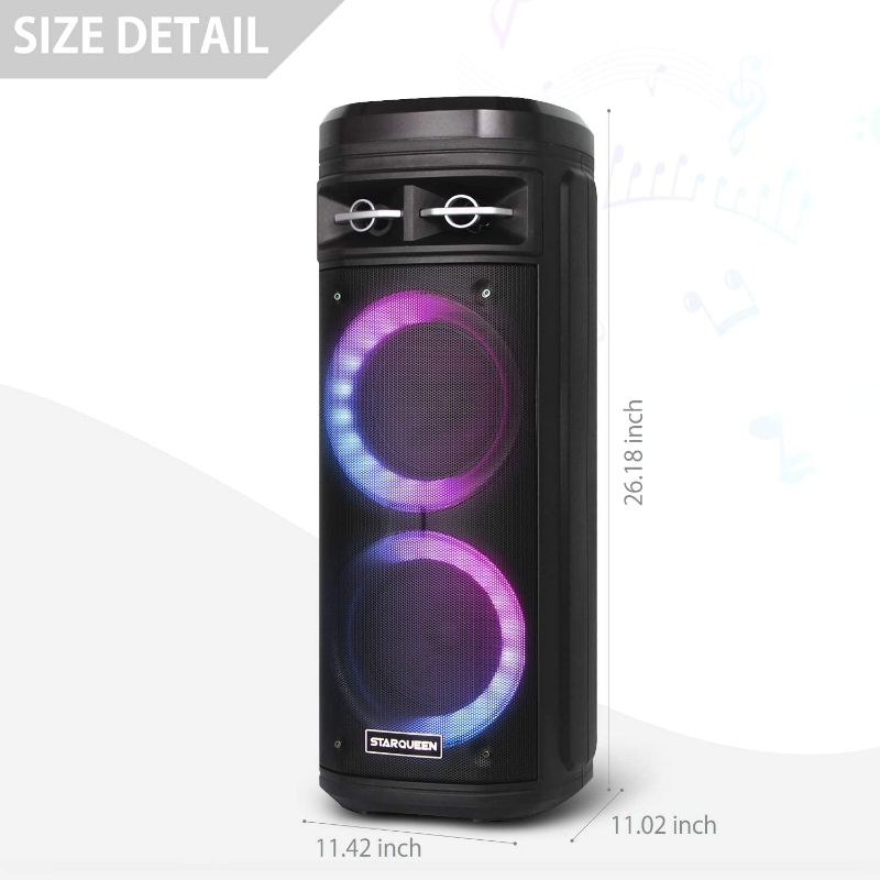 Photo 1 of STARQUEEN Karaoke Machine Karaoke Speaker for Kids Adults with Dual 6.5 inch Woofer TWS Function DJ Lights 2 Wireless Microphone Ideal for Family Party Speech
