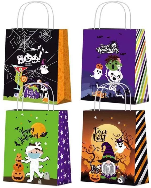 Photo 1 of 12 Pack Halloween Bags for Candy,Halloween Trick Or Treat Bags in 4 Designs for Trick-or-Treating,Halloween Goody Bags
