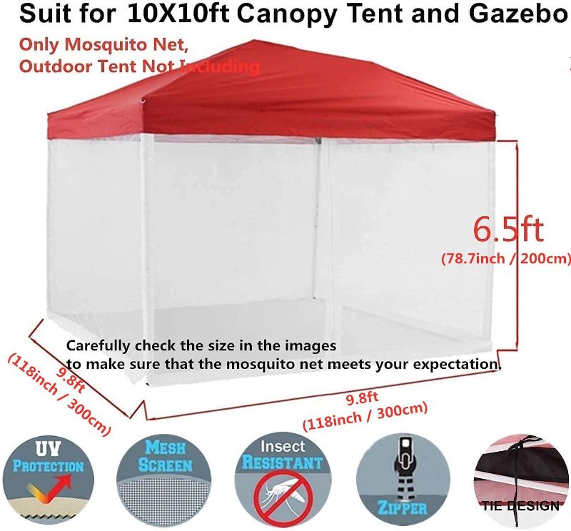 Photo 1 of  Mosquito Net (ONLY)  with Zipper for Outdoor Camping Mosquito Net DIY Canopy Screen Wall Outdoor Mosquito Net for 10 x 10' Patio Gazebo and Tent (Only Mosquito Net Outdoor Tent Not Including)