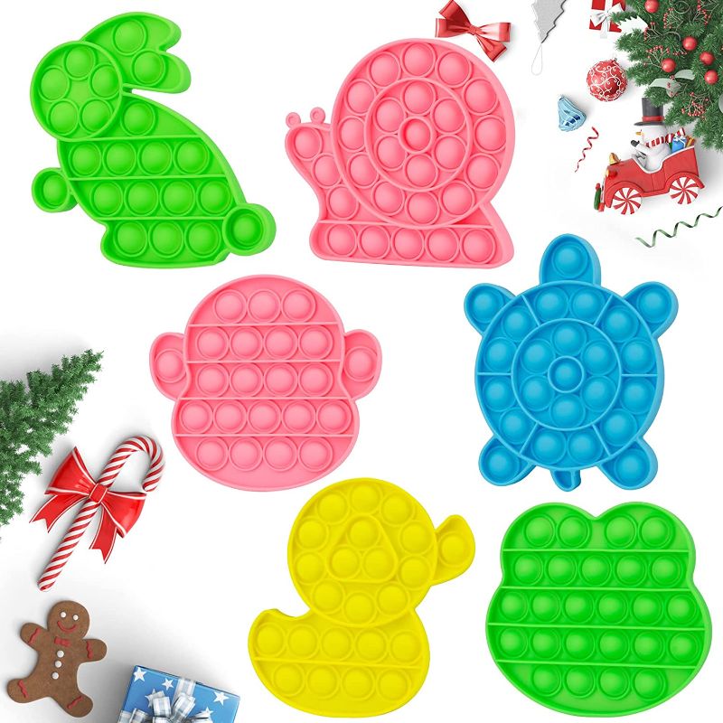 Photo 1 of 6 Packs Fidget Game Sensory - Colorful Animal Push Bubble Popping Toys for Stress Relief