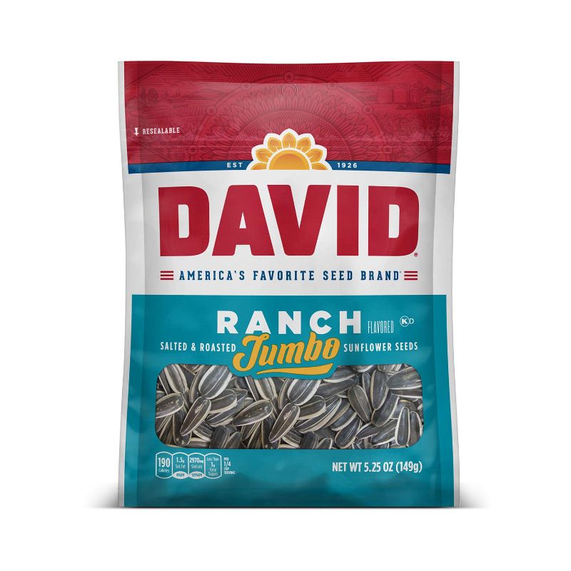 Photo 1 of David Seeds Jumbo Sunflower Ranch Flavor, 5.25-Ounce Bag (Pack of 12)  BEST BY 05-2022