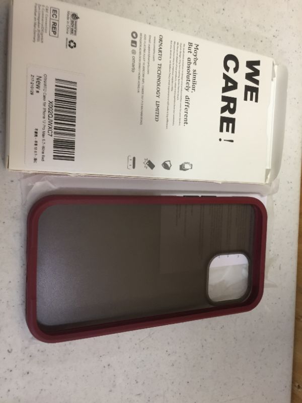 Photo 2 of Ornarto Case For iPhone 12 Pro Max 6.7 Wine-red