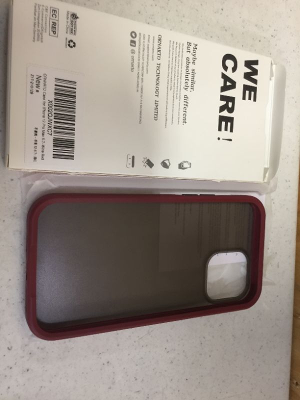 Photo 3 of Ornarto Case For iPhone 12 Pro Max 6.7 Wine-red