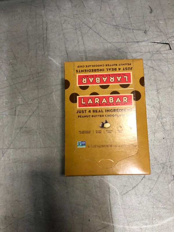 Photo 1 of Larabar Fruit & Nut Bar, Peanut Butter Chocolate Chip - 16 pack, 1.6 oz bars (factory sealed)
exp apr 2022