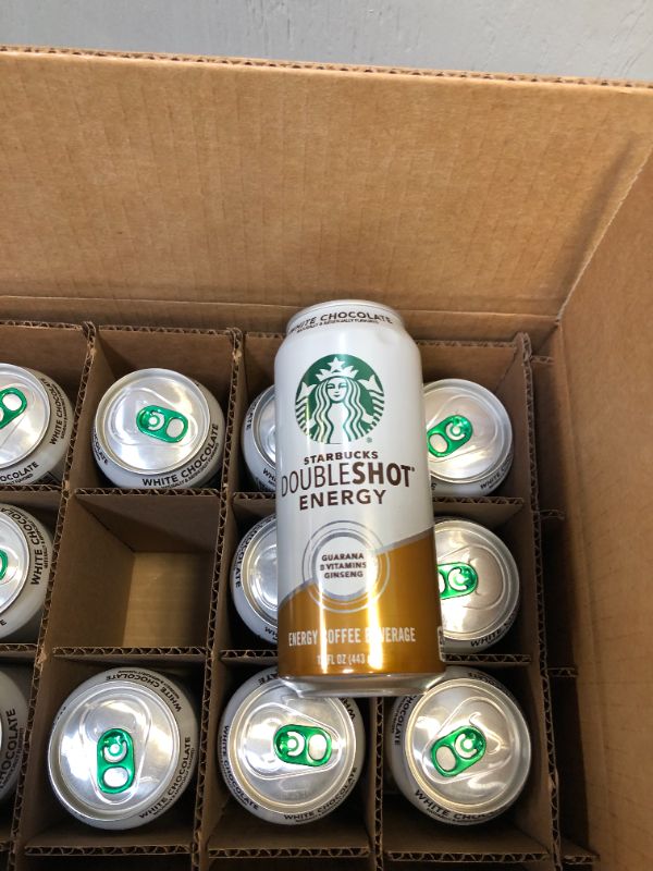 Photo 3 of (12 Cans) Starbucks White Chocolate Double Shot Energy, Strong Coffee Drink with 225 Mg Caffeine, B Vitamins, Guarana, and Ginseng, 15 Fl Oz
exp 8/28/2021