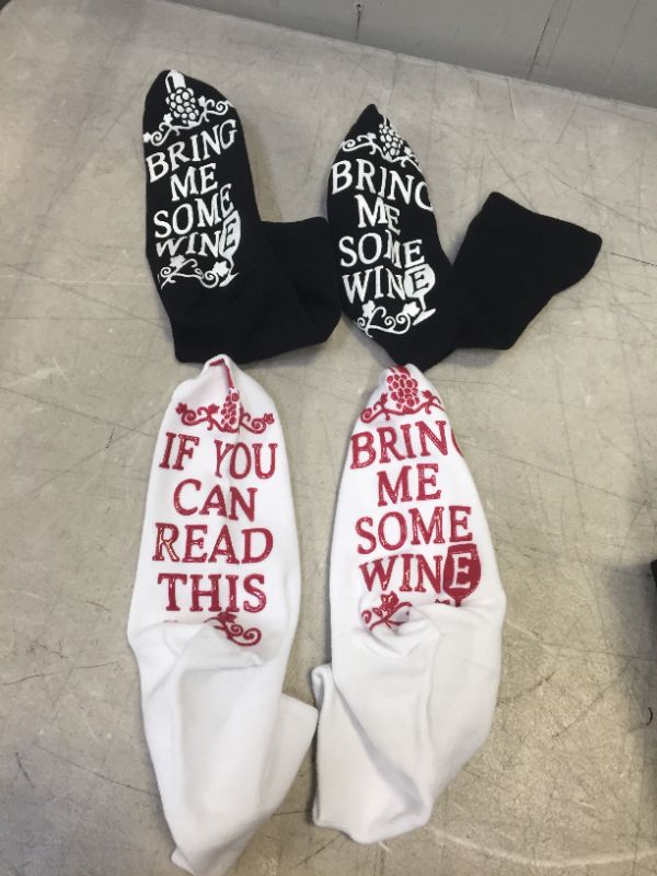 Photo 2 of 2 PACK OF SOCKS WITH NON SLIP DESIGN -- WINE THEME SIZE SMALL/MEDIUM FOR ADULT 