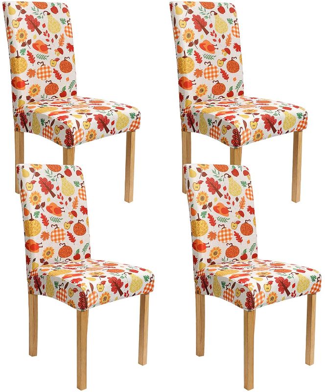 Photo 1 of XAMSHOR Dining Room Chair Covers, Autumn Harvest Stretch Parsons Chair Slipcover for Thanksgiving Party Décor Home Decorations Set of 4

