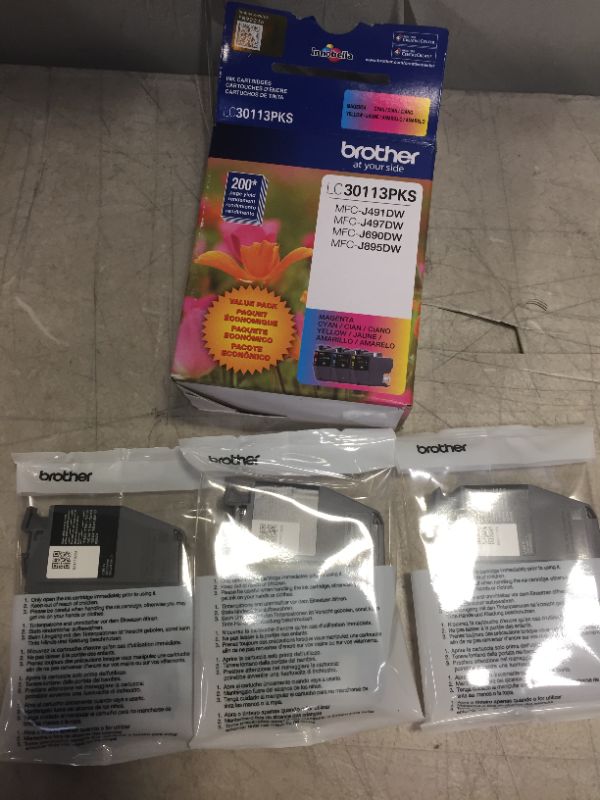 Photo 2 of Brother LC3011 Cyan/Magenta/Yellow Standard Yield Ink Cartridge, 3/Pack--- EXP 02/2024