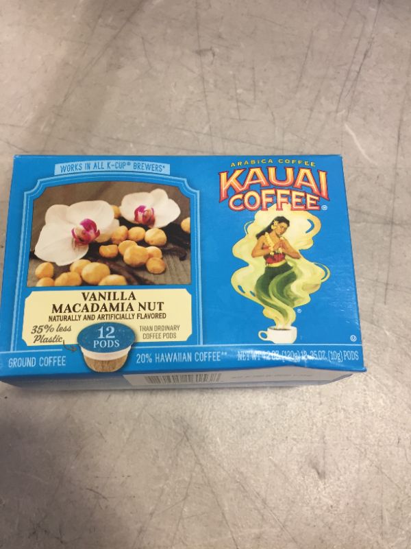 Photo 2 of Kauai Coffee Vanilla Macadamia Nut, 12 Count K-Cup Compatible Pods EXP 09/2022