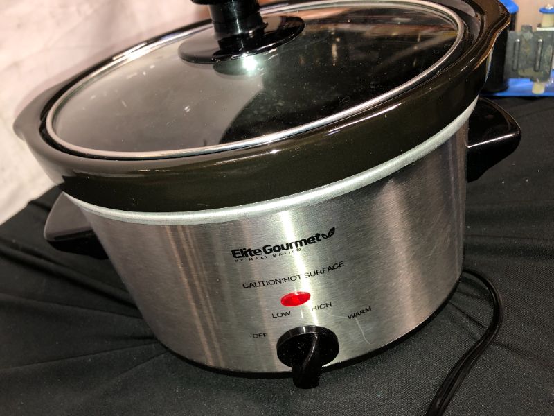 Photo 3 of Elite Gourmet MST-275XS Electric Oval Slow Cooker, Adjustable Temp, Entrees, Sauces, Stews & Dips, Dishwasher Safe Glass Lid & Crock (2 Quart, Stainless Steel)
