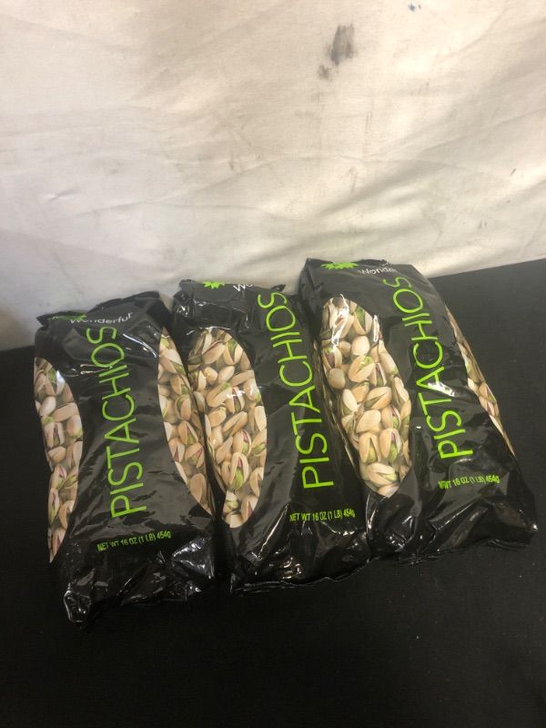 Photo 2 of 3 pack - Wonderful Pistachios, Roasted and Salted, 16 Ounce Bag
exp - feb - 3 - 22 