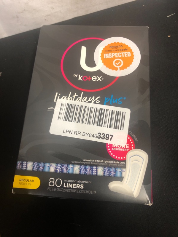 Photo 1 of  Kotex Lightdays Plus Liners, Regular, Fragrance-Free, 80 Count