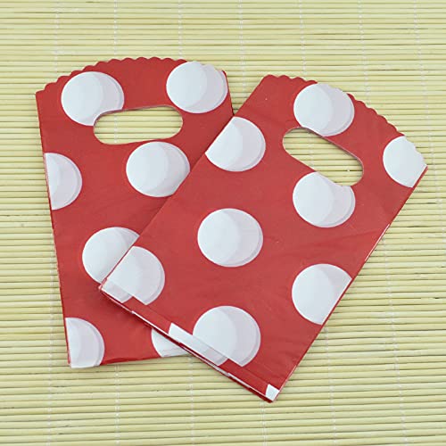 Photo 1 of 100 pcs Small Plastic Merchandise Bag, Retails Bag, Shopping Bag, Gift Wrapping Bag, Die Cut Handle, 3.5"x5.9" - Spot Red
