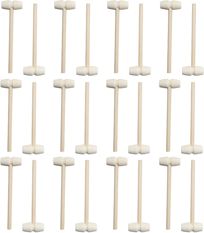 Photo 1 of 24 Pieces Mini Wooden Hammers Small Pounding Mallets Gavel Toy for Kids
