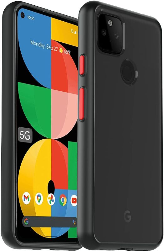 Photo 1 of 4 pack -Ferilinso Anti-Fingerprint Designed for Google Pixel 5a 5G Case, [Translucent Matte Hard PC Back with Flexible Frame] [Shock Absorbing&Scratch Resistant] [10X Anti-Yellowing]-BlackCover
