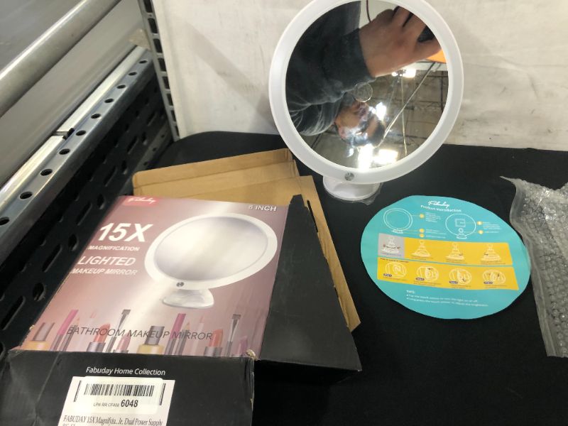 Photo 2 of 15X Lighted Magnifying Mirror with Lights - Large 8 Inch Makeup Mirrors with Suction Cups and Magnification for Bathrooom, Dual Power Supply, Adjustable Lighting, Light Up Magnified Mirror
