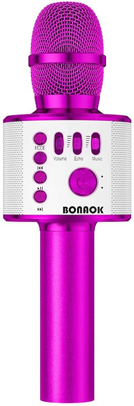 Photo 1 of BONAOK Karaoke Microphone Bluetooth Wireless, Portable Karaoke Machine Mic Speaker for Kids and Adults Home Party Birthday (Fashion Purple)
