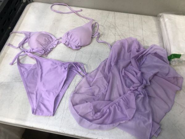 Photo 1 of 3 Piece Girl's Purple Swimsuit Set
Size: S