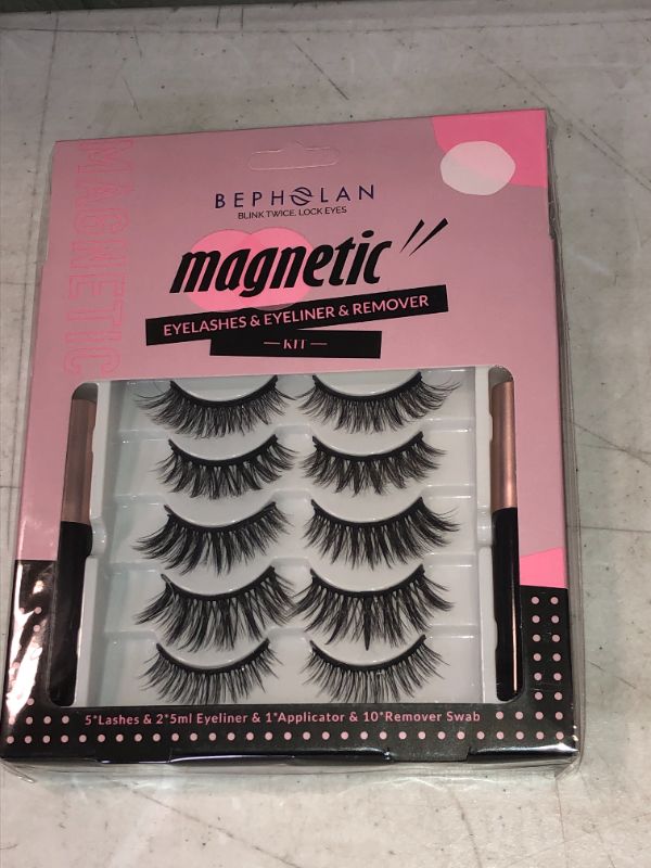 Photo 2 of BEPHOLAN Upgraded Magnetic Eyelashes&Eyeliner Kit, 5 Styles And Comes With 2 Tubes of Magnetic Eyeliner, Safe Ingredients&Comfortable, No Glue&Easy To Use, Magnetic Eyelashes Set one
