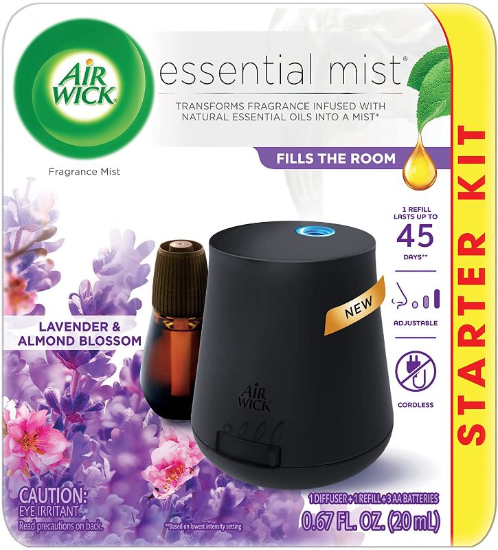 Photo 1 of Air Wick Essential Mist, Essential Oil Diffuser, Diffuser + 1 Refill, Lavender and Almond Blossom, Air Freshener, 2 Piece Set
