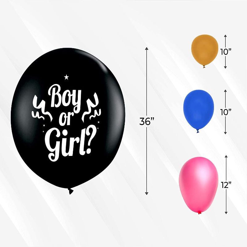 Photo 1 of 141 Pcs Gender Reveal Party Decorations with Gender Reveal Balloon Garland Kit, Boy or Girl Balloon, Pink and Blue Confetti, Clear Baby Boxes with Letters for Baby Shower Decorations
