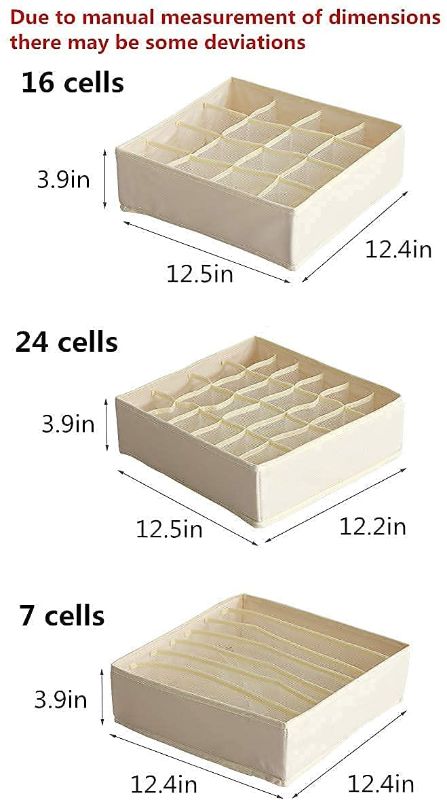 Photo 1 of 3 Pack Foldable Drawer Organizers ,Socks and Underwear Organizer , Storage Box for Clothes, Handkerchiefs, Ties and Bras (apricot)
