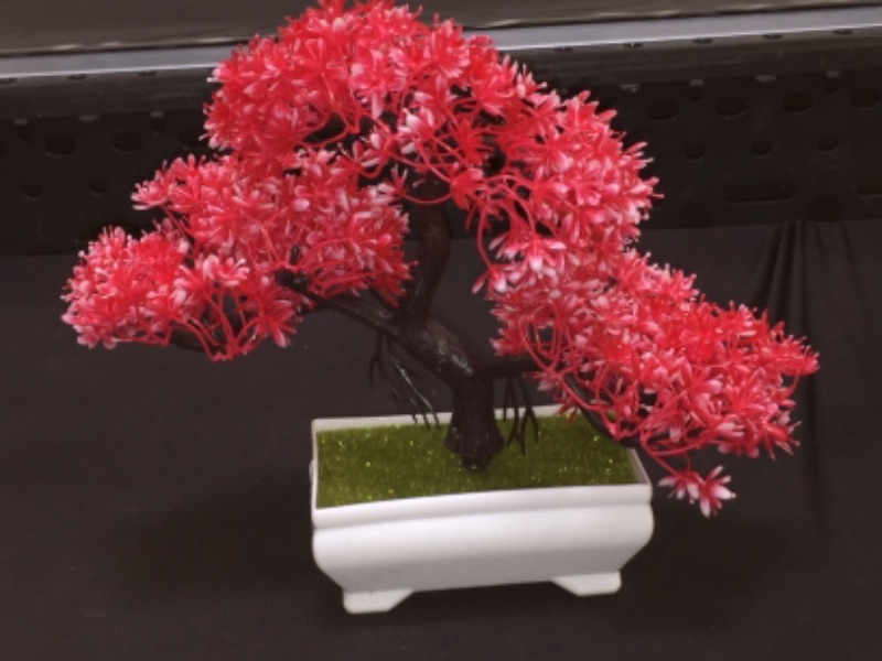 Photo 3 of 1 PC Colorful Welcoming Pine Desktop Ornament Rose Fake Artificial Plants Simulation Bonsai Artificial Potted Plastic Flower