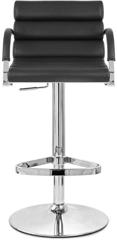 Photo 1 of Black Ego Adjustable Height Swivel Bar Stool with Chrome Base