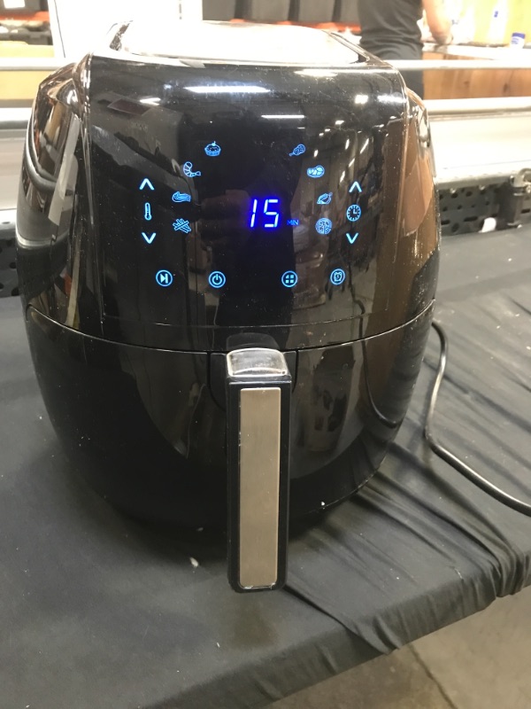 Photo 1 of 8-in-1 5.8 Qt. Black Electric Air Fryer with Recipe Book