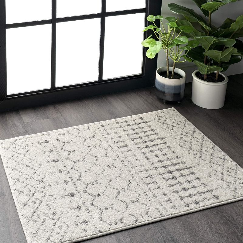 Photo 1 of nuLOOM Moroccan Blythe Accent Rug, 2' x 3', Grey/Off-white