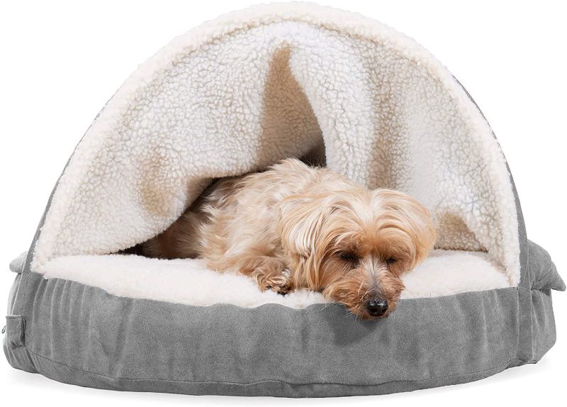 Photo 1 of 
Furhaven Cozy Pet Beds for Dogs and Cats - Snuggery Hooded Burrowing Cave Tent, Deep Dish Cushion Donut Dog Bed Color:Faux Lambswool & Suede Gray
Size:26 inch